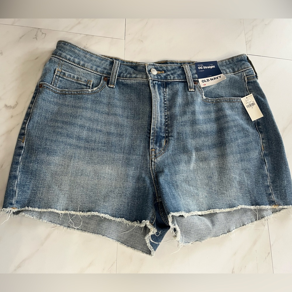 NWT Old Navy OG High Rise cut off denim shorts size 14